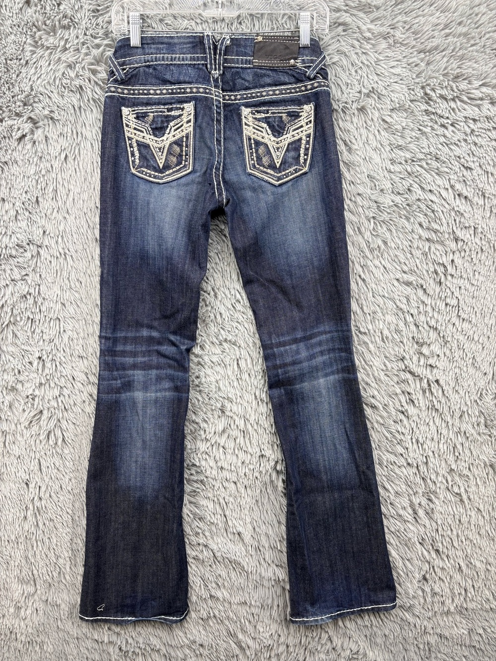 Vigoss Chelsea Jeans Womens 2 Blue Bootcut Dark Wash Embellished